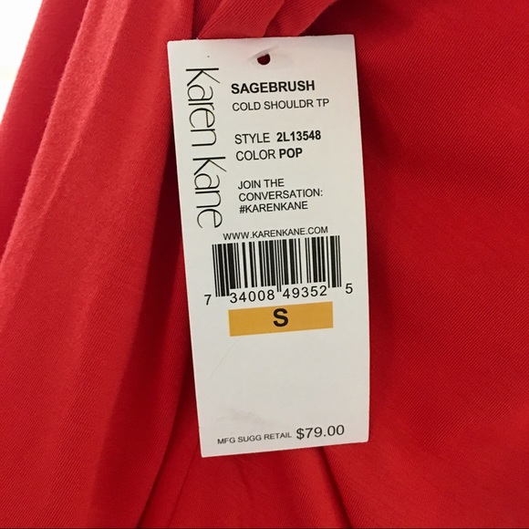 NWT Karen Kane Orange Cold Shoulder Blouse - A - Picture 2 of 6